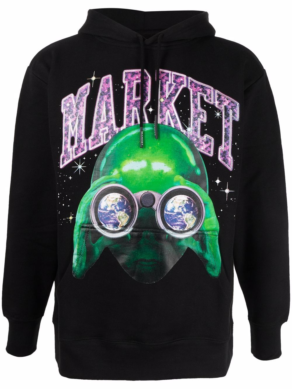 

MARKET logo-print drawstring hoodie - Black