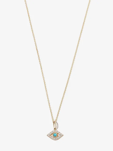 Sydney Evan 14kt yellow gold Evil Eye diamond and turquoise necklace