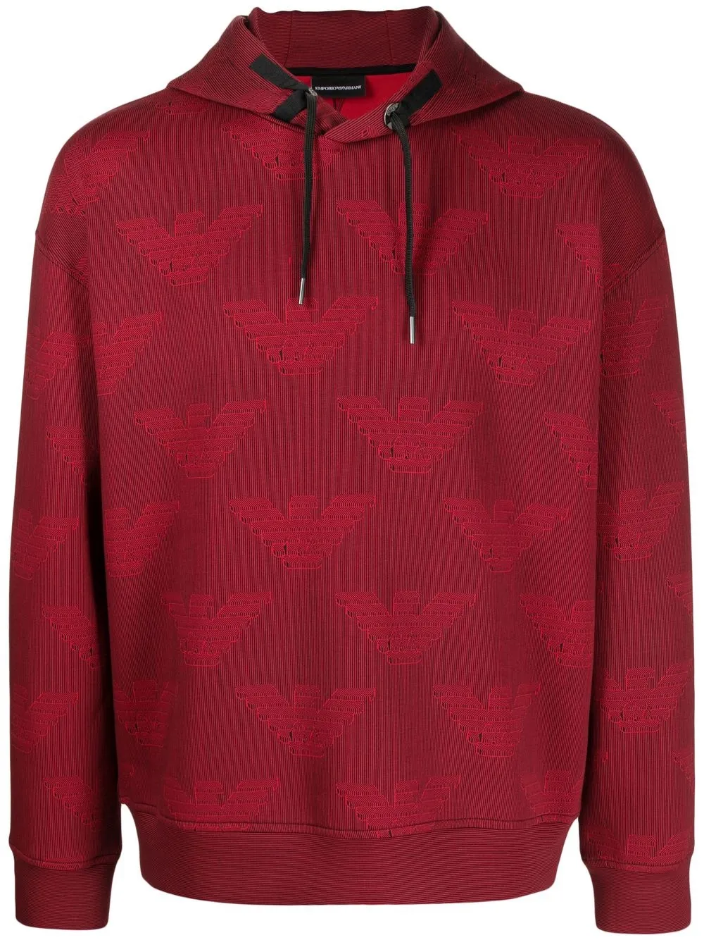 

Emporio Armani hoodie con logo estampado y ribete de canalé - Rojo