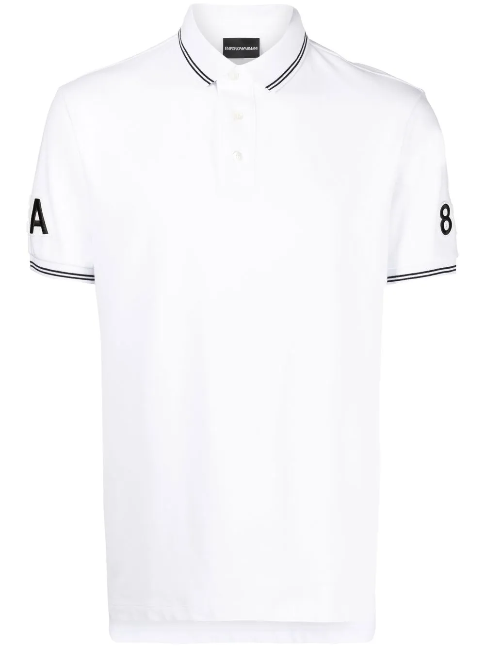 

Emporio Armani playera tipo polo con parche en una manga - Blanco