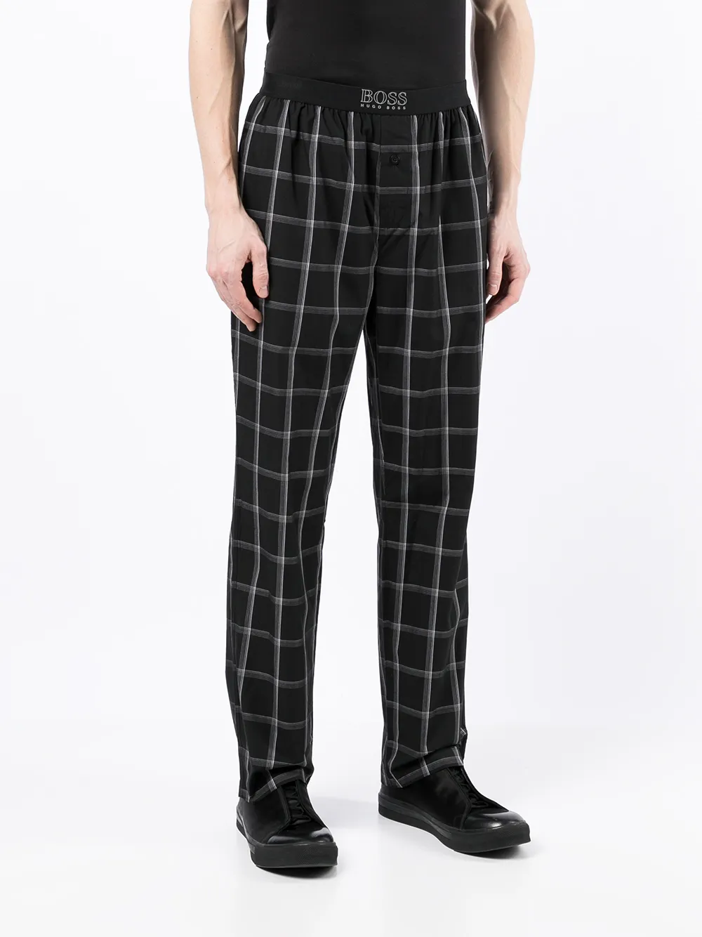 фото Boss зауженные брюки в клетку