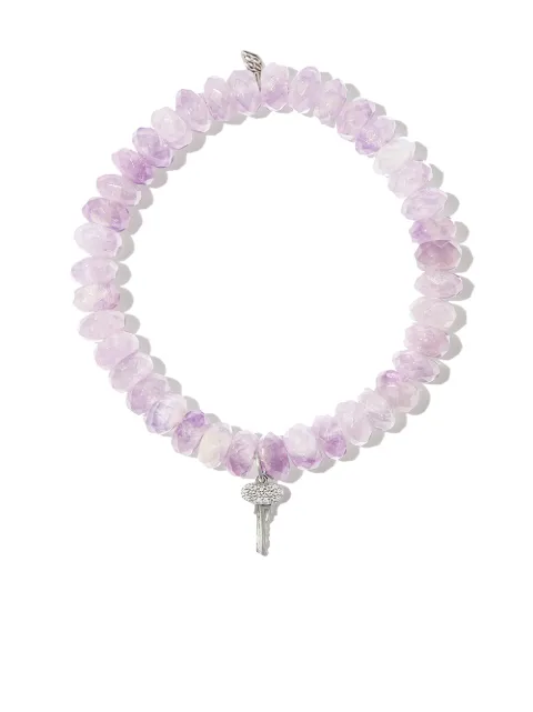 Sydney Evan Pulseira Mini Key de ouro branco 14k com diamante e ametista