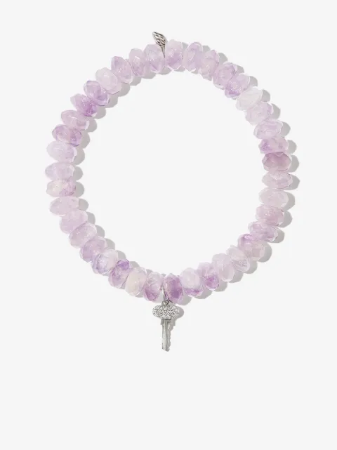 Sydney Evan 14kt white gold Mini Key amethyst and diamond bracelet