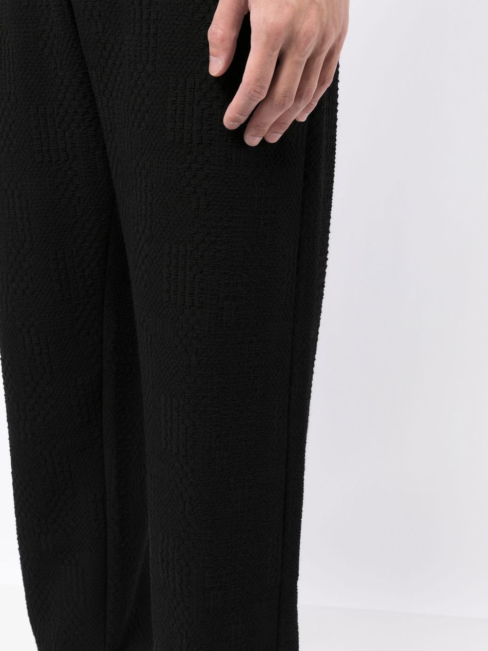 Shop Emporio Armani Textured-finish Straight-leg Trousers In Schwarz