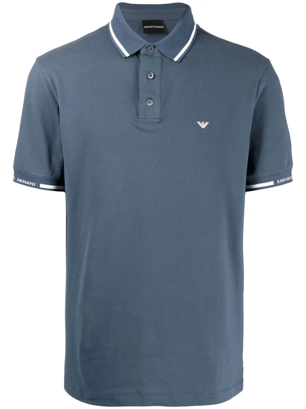 

Emporio Armani playera tipo polo con logo bordado - Azul