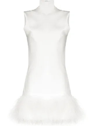 Mable Ostrich Feather Mini Dress M / White