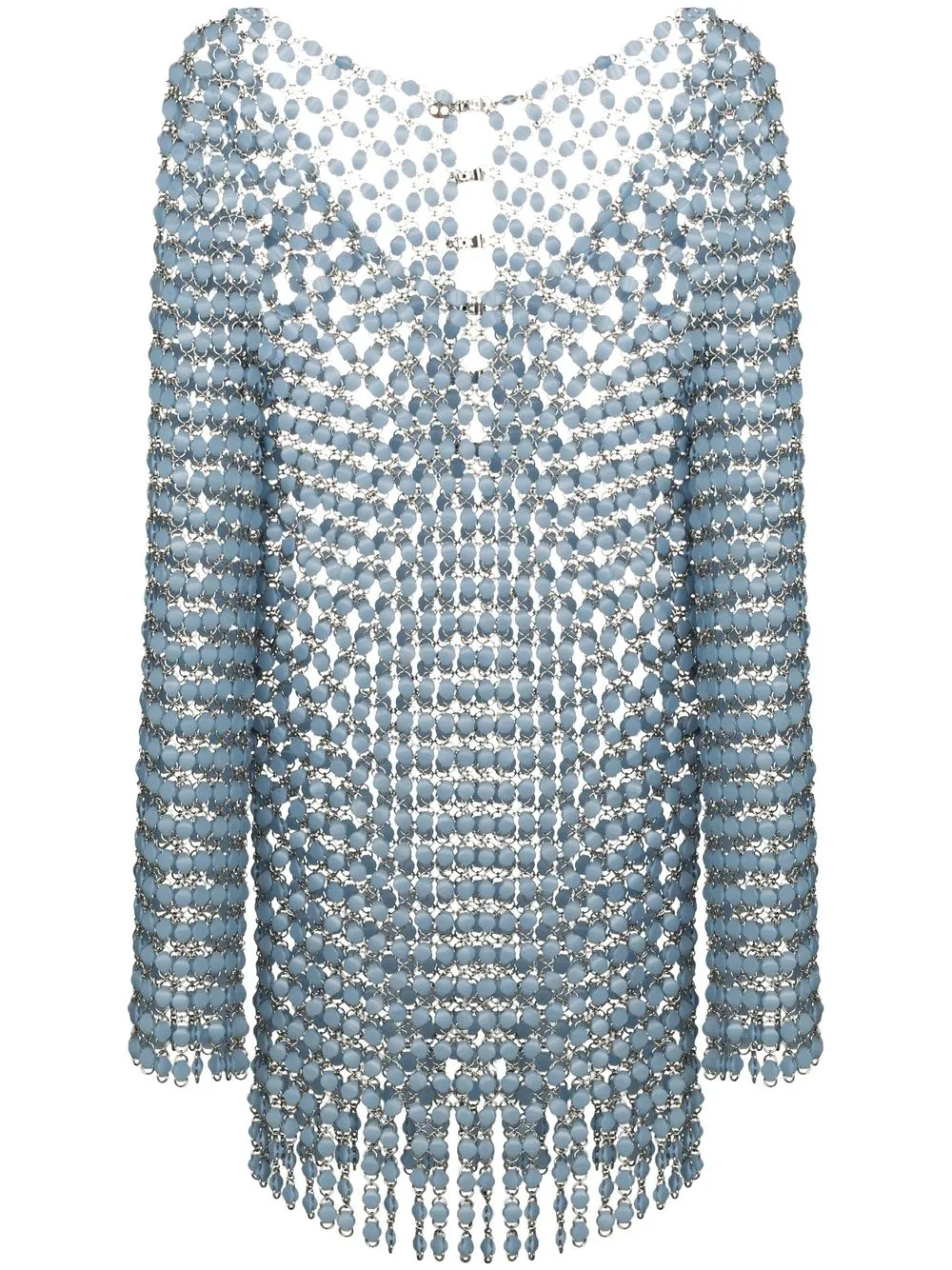 Shop Paco Rabanne Embellished Mini Dress In Blue