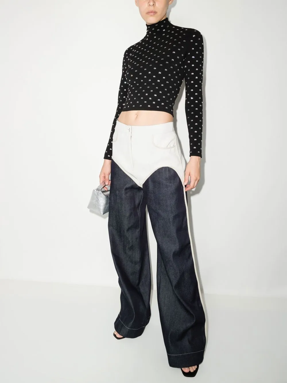 Alexander Wang Top met kristallen logo - Zwart