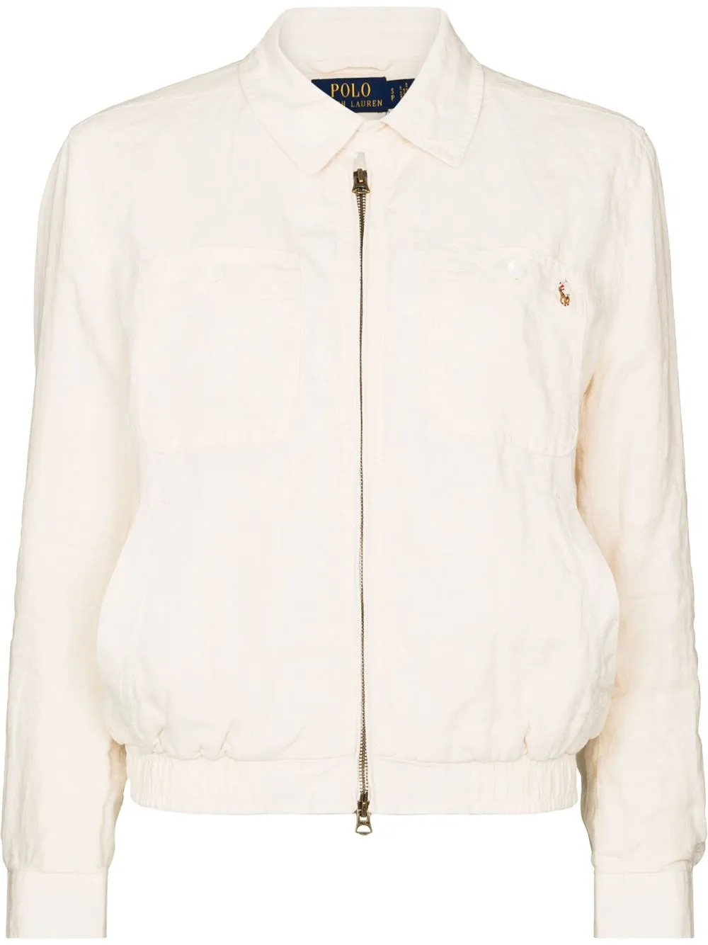 

Polo Ralph Lauren embroidered logo zipped bomber jacket - Neutrals