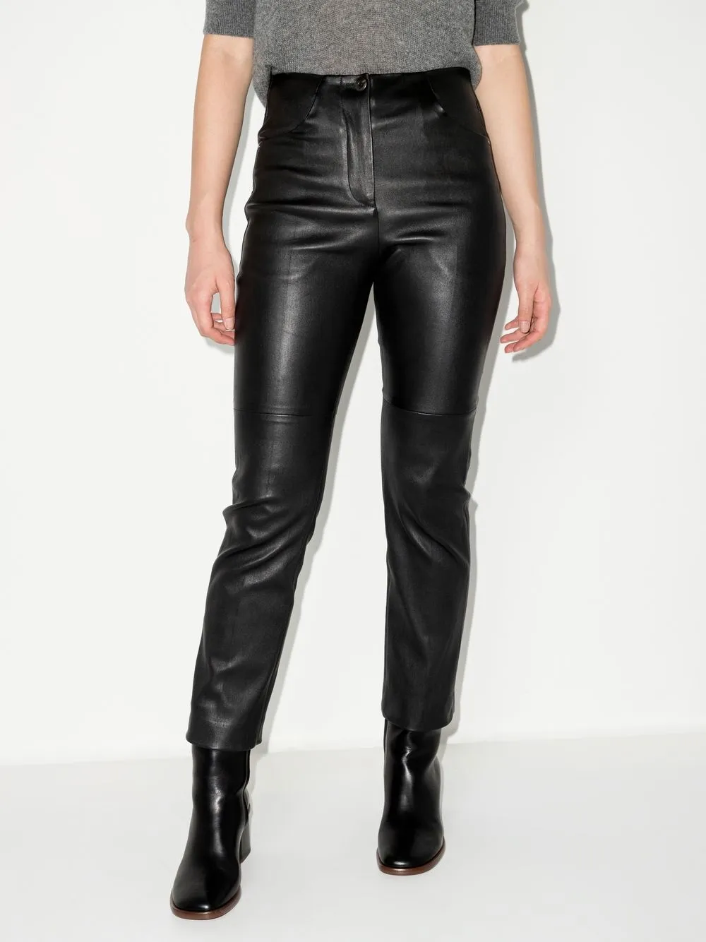 Brunello Cucinelli Broek van imitatieleer - Zwart
