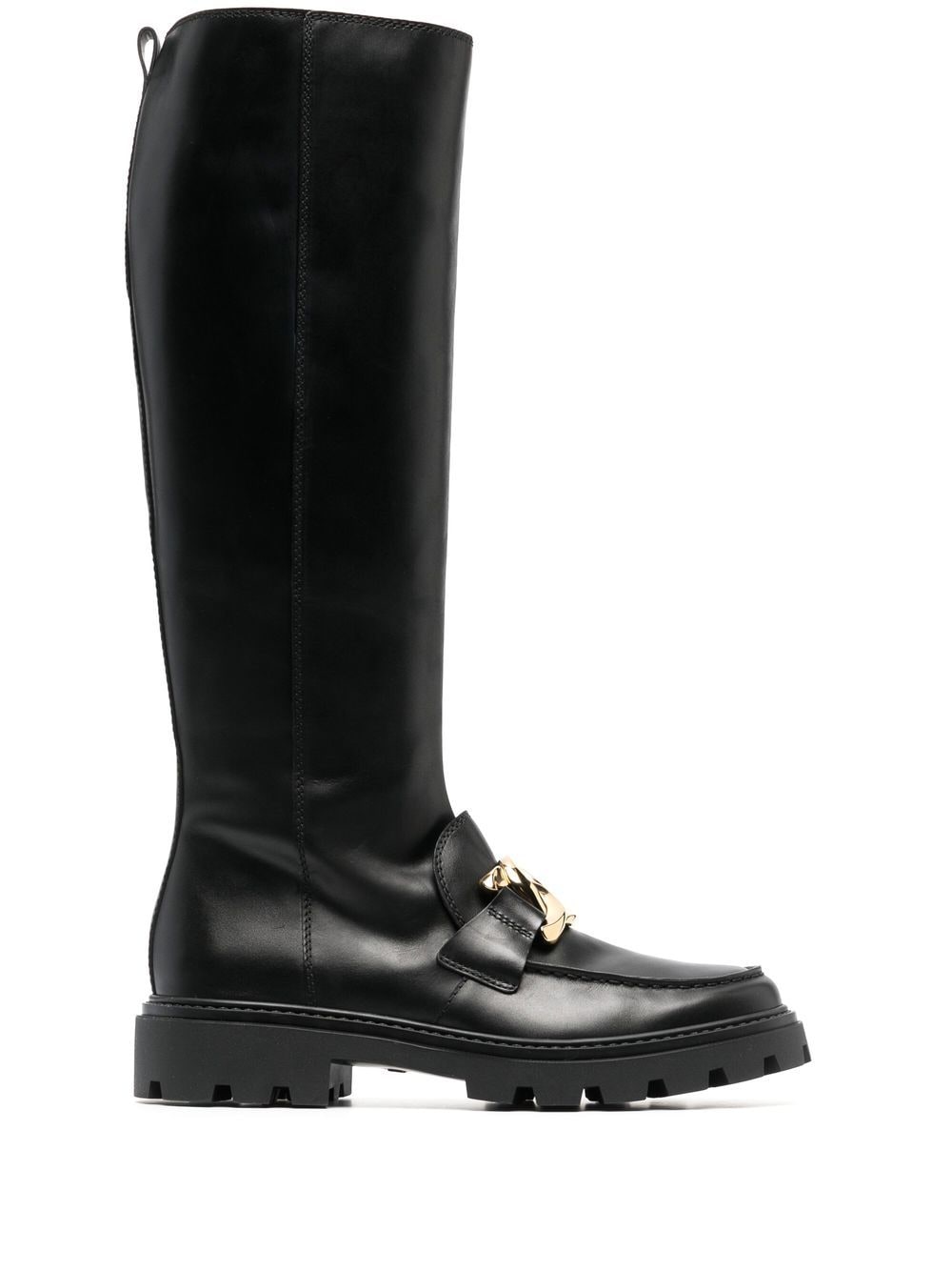TOD'S CHAIN-PLAQUE KNEE-HIGH BOOTS