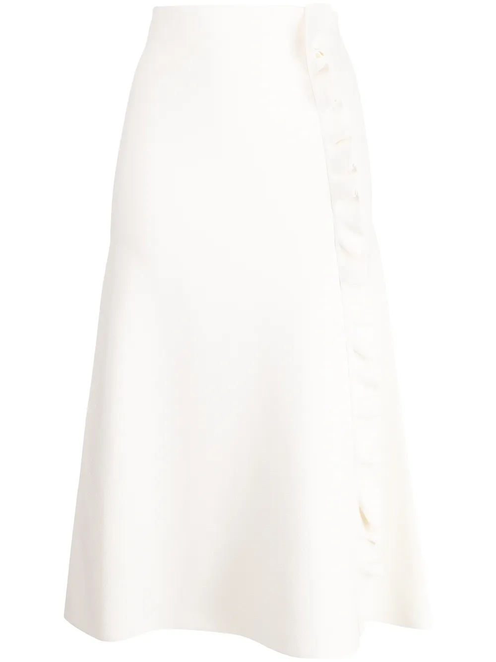 

Jil Sander falda midi con volantes - Blanco