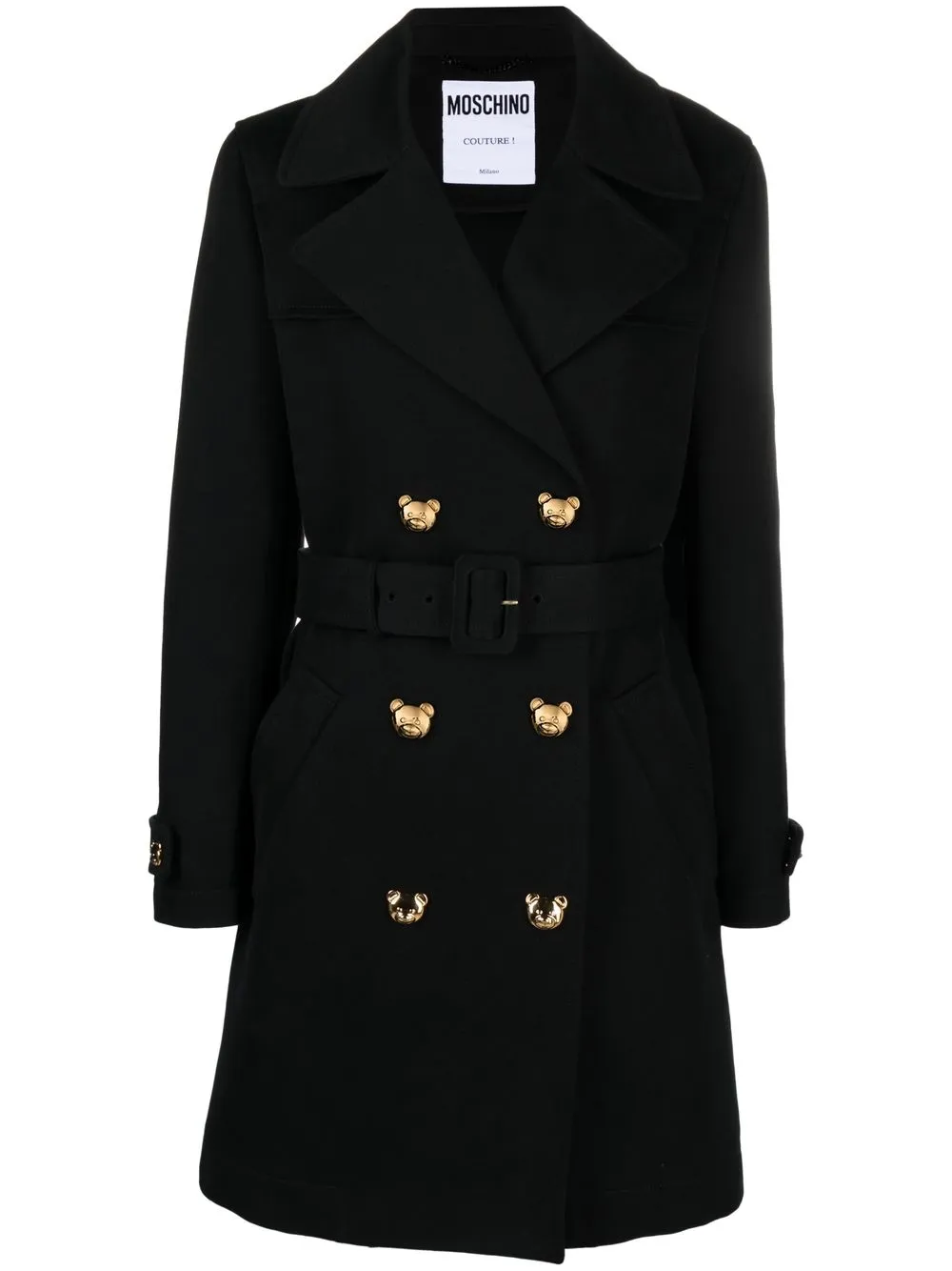 

Moschino belted-waist double-breasted coat - 555 BLACK