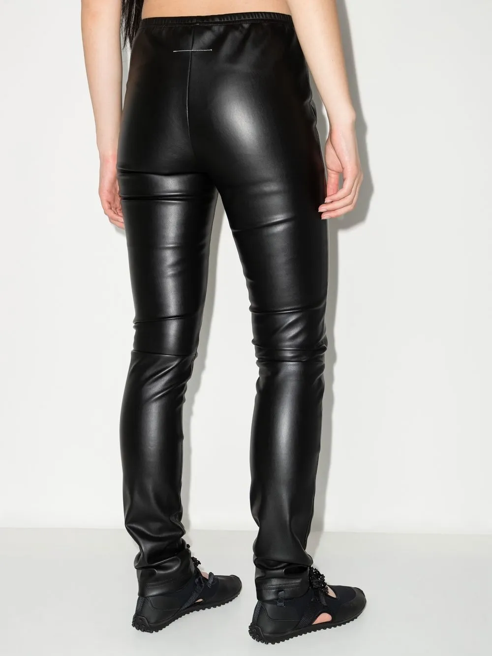 MAISON MARTIN MARGIELA H&M BLACK LEATHER LEGGINGS TROUSERS PANTS