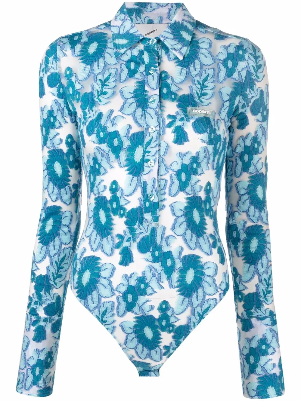 

Coperni floral-print long-sleeve body - Blue