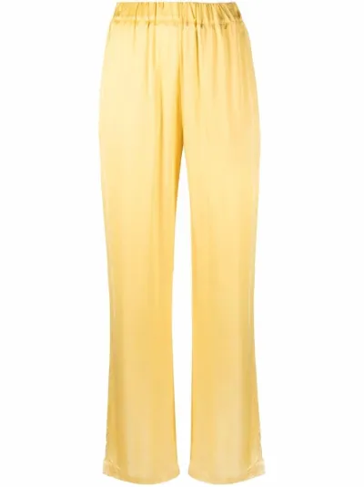 satin-finish elasticated-waist palazzo 