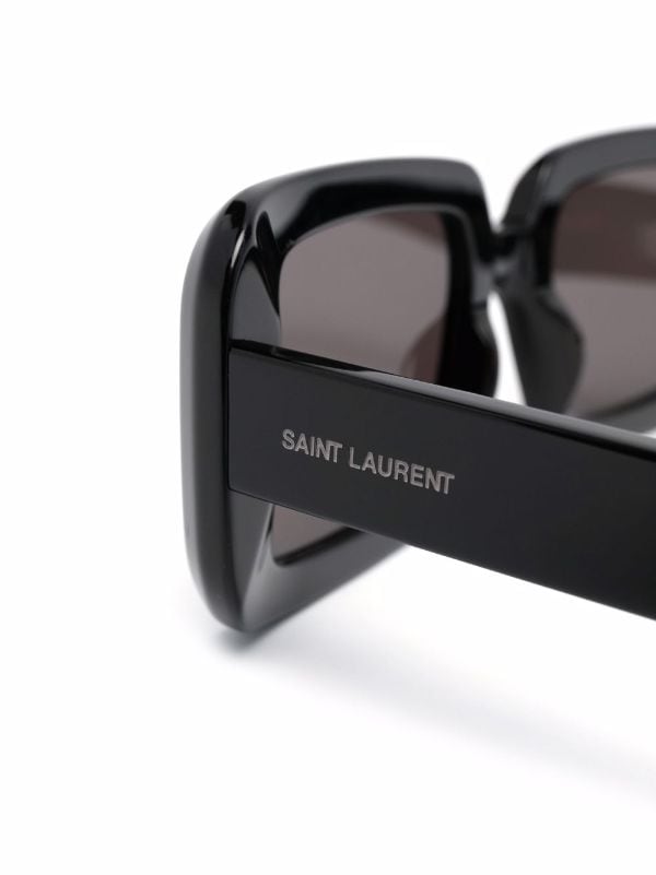 Black Acetate Rectangular-Frame Sunglasses