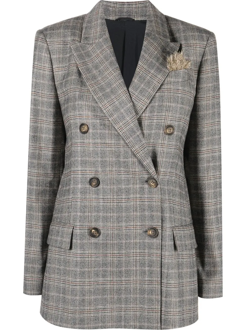 

Brunello Cucinelli blazer con doble botonadura y motivo de cuadros - Neutro