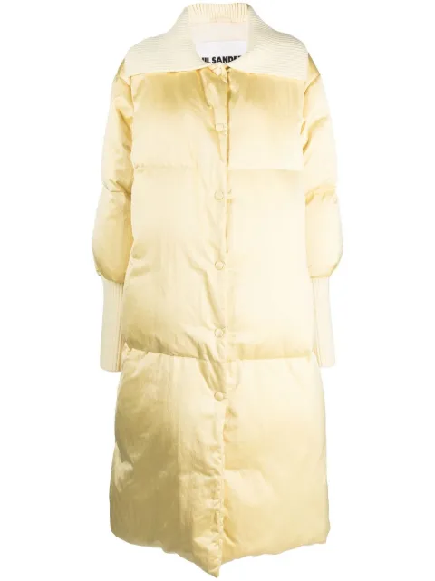 Jil Sander knit-collar padded midi coat