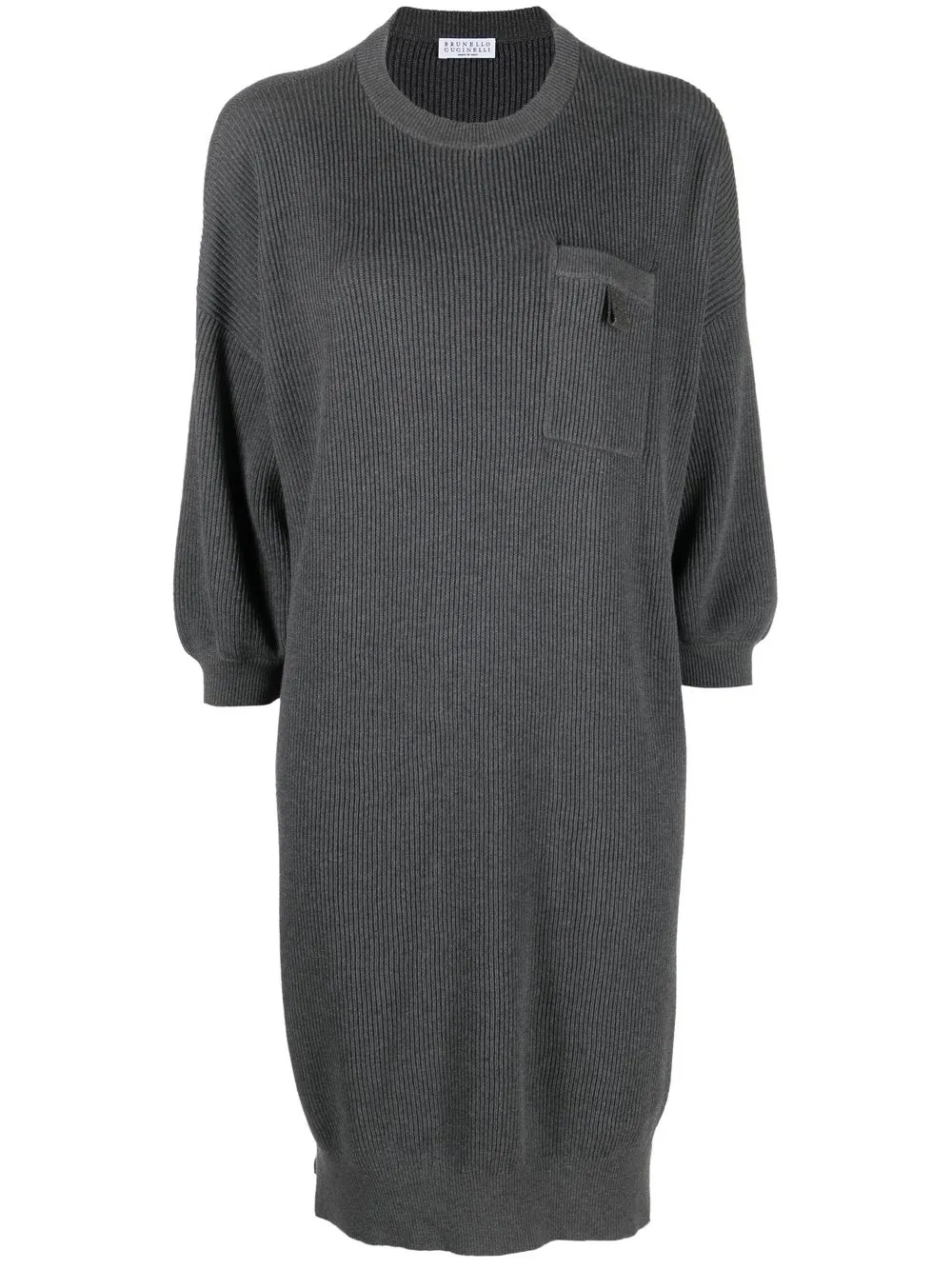 

Brunello Cucinelli vestido tejido hasta la rodilla - Gris