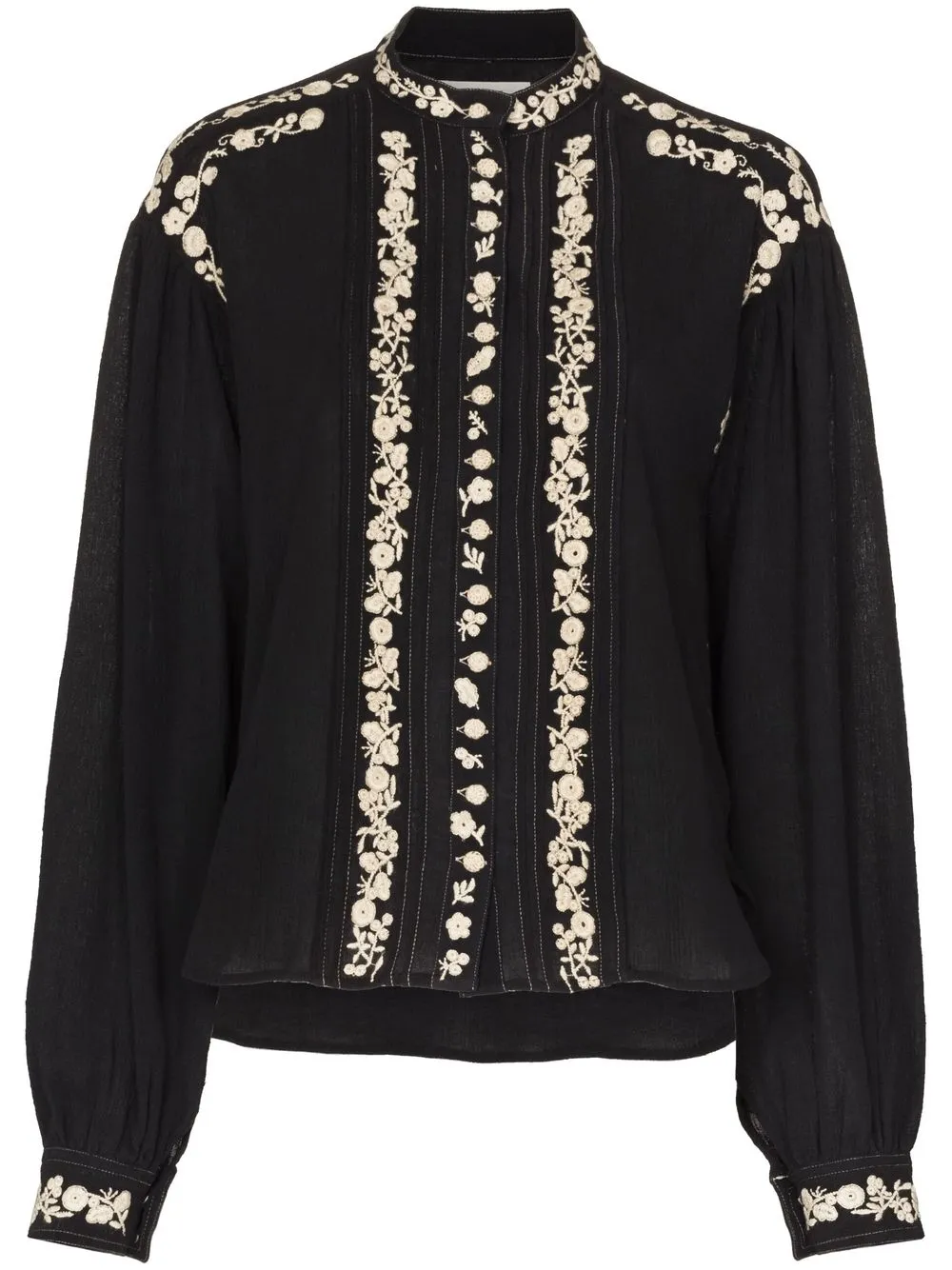 

Isabel Marant Étoile blusa georgette con ribete bordado - Negro