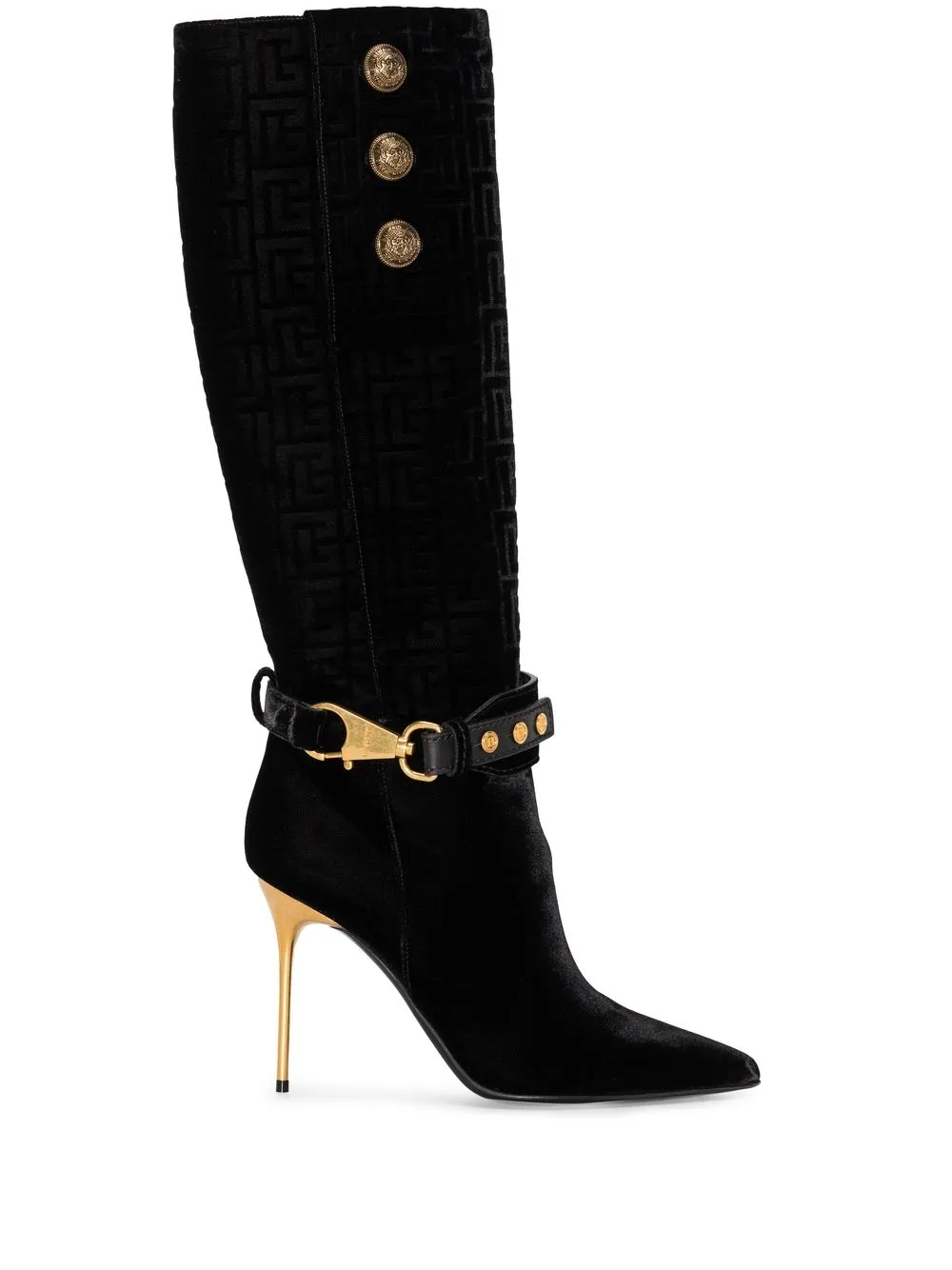 

Balmain velvet monogram 95mm boots - Black