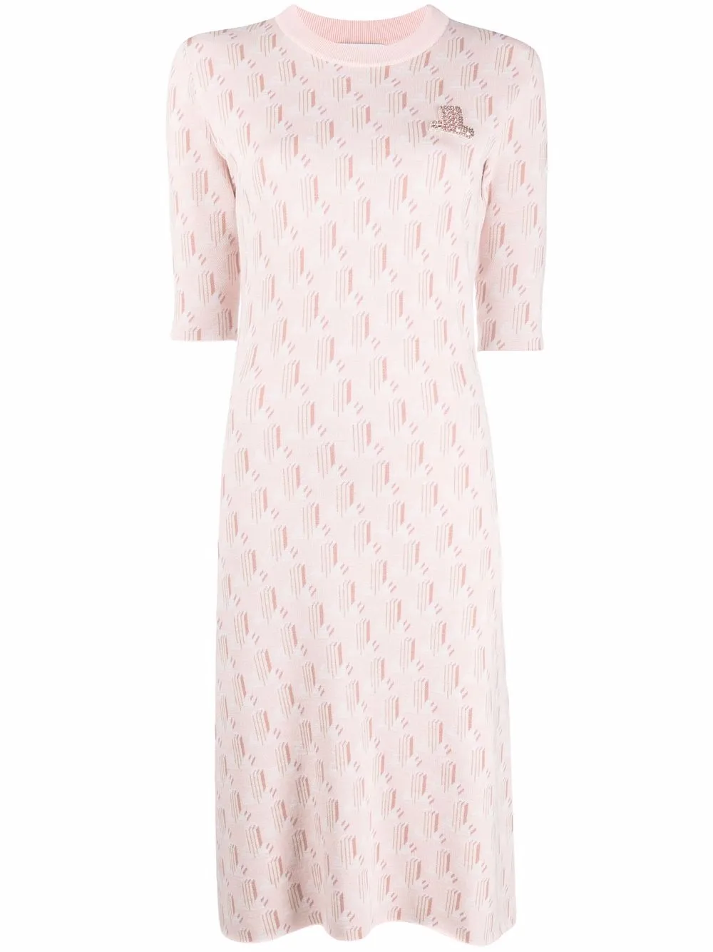 

Lanvin monogram-pattern merino dress - Pink