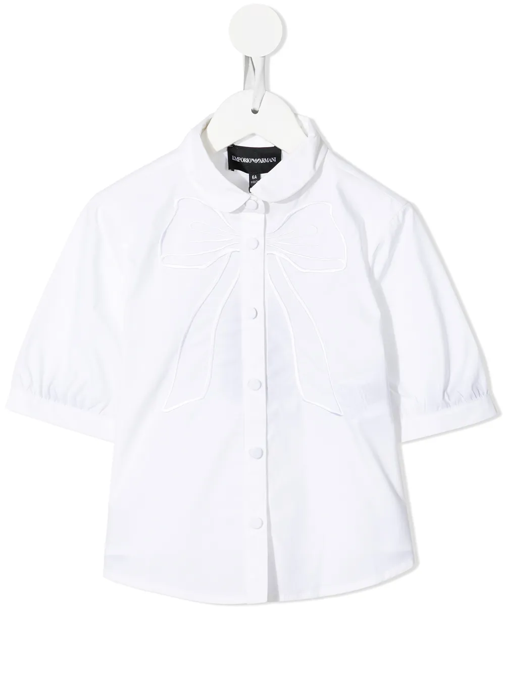 

Emporio Armani Kids camisa con moño bordado - Blanco