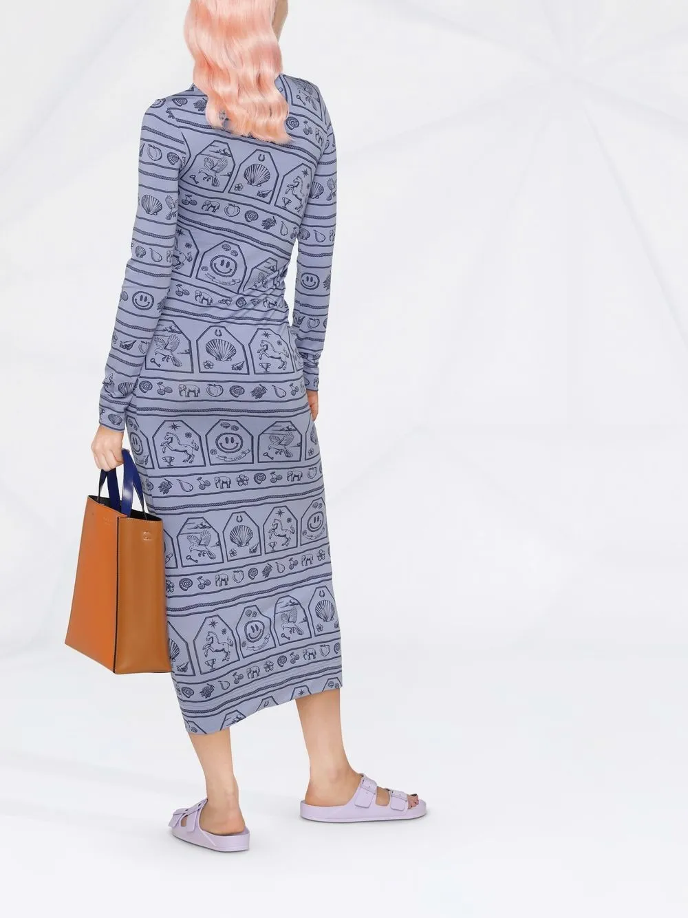 GANNI Jurk met logoprint Blauw