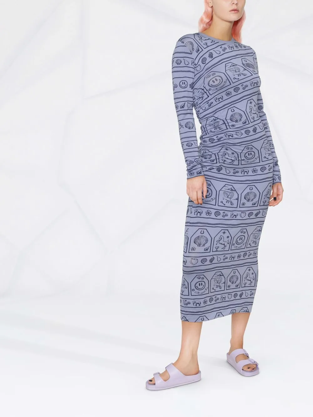 GANNI Jurk met logoprint Blauw