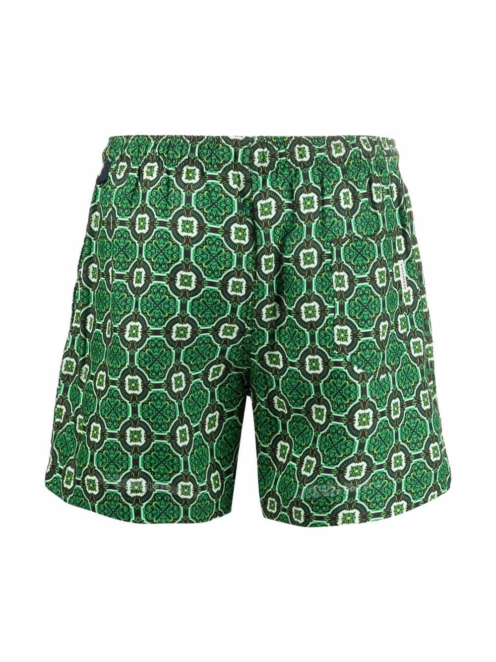Shop Peninsula Swimwear Geometric-print Drawstring-waist Swim Shorts In Green