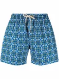 PENINSULA SWIMWEAR tile-print drawstring-waist swim shorts - Blue