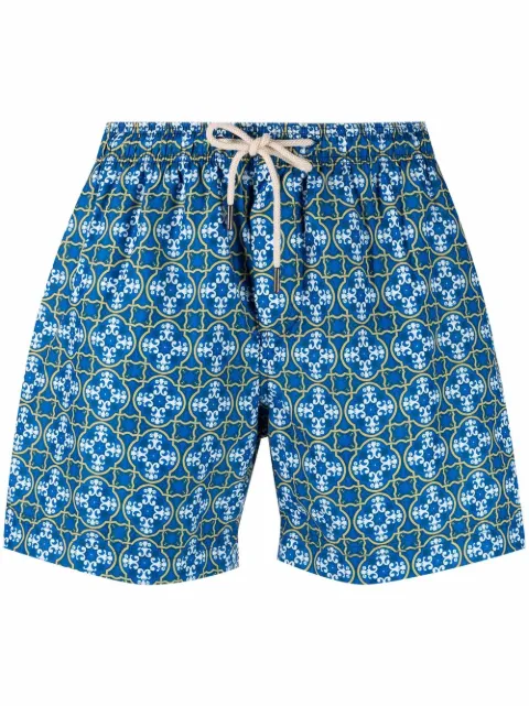 PENINSULA SWIMWEAR tile-print drawstring-waist swim shorts