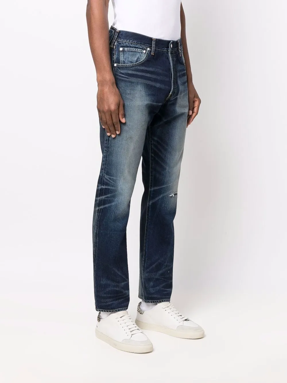  Visvim Gerade Jeans Im Distressed Look   Blau 