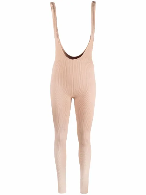 ANDREĀDAMO brace-strap rib-knit trousers