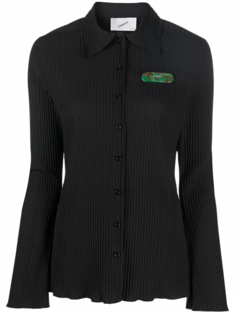 logo-plaque ribbed shirt