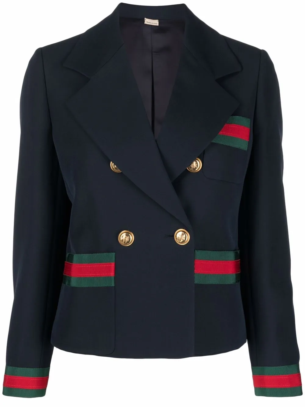 

Gucci Web-stripe trim double-breasted blazer - Blue