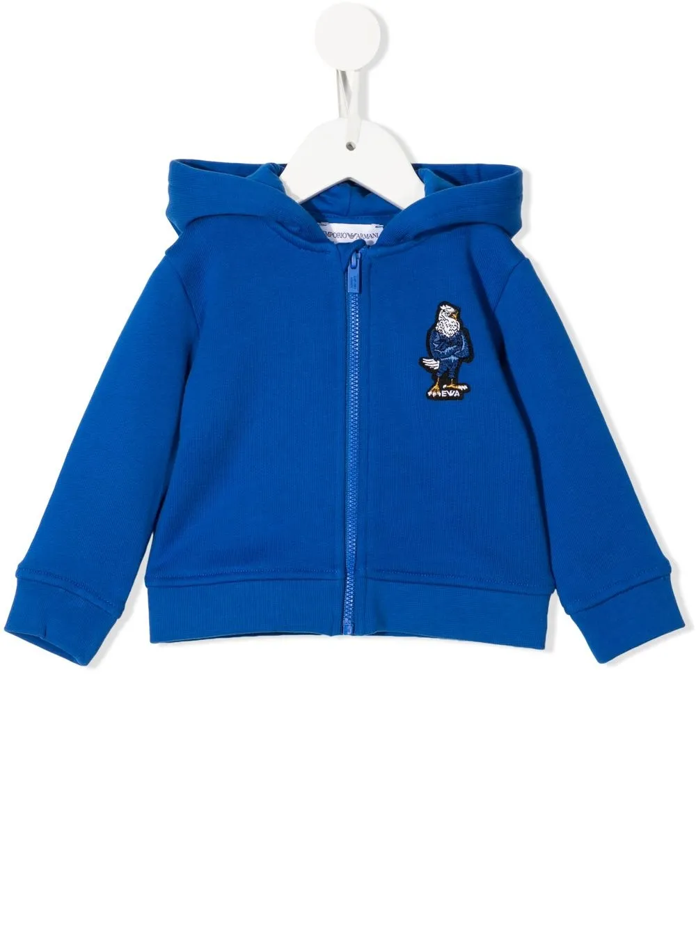 

Emporio Armani Kids bird-appliqué zip-up hoodie - Blue