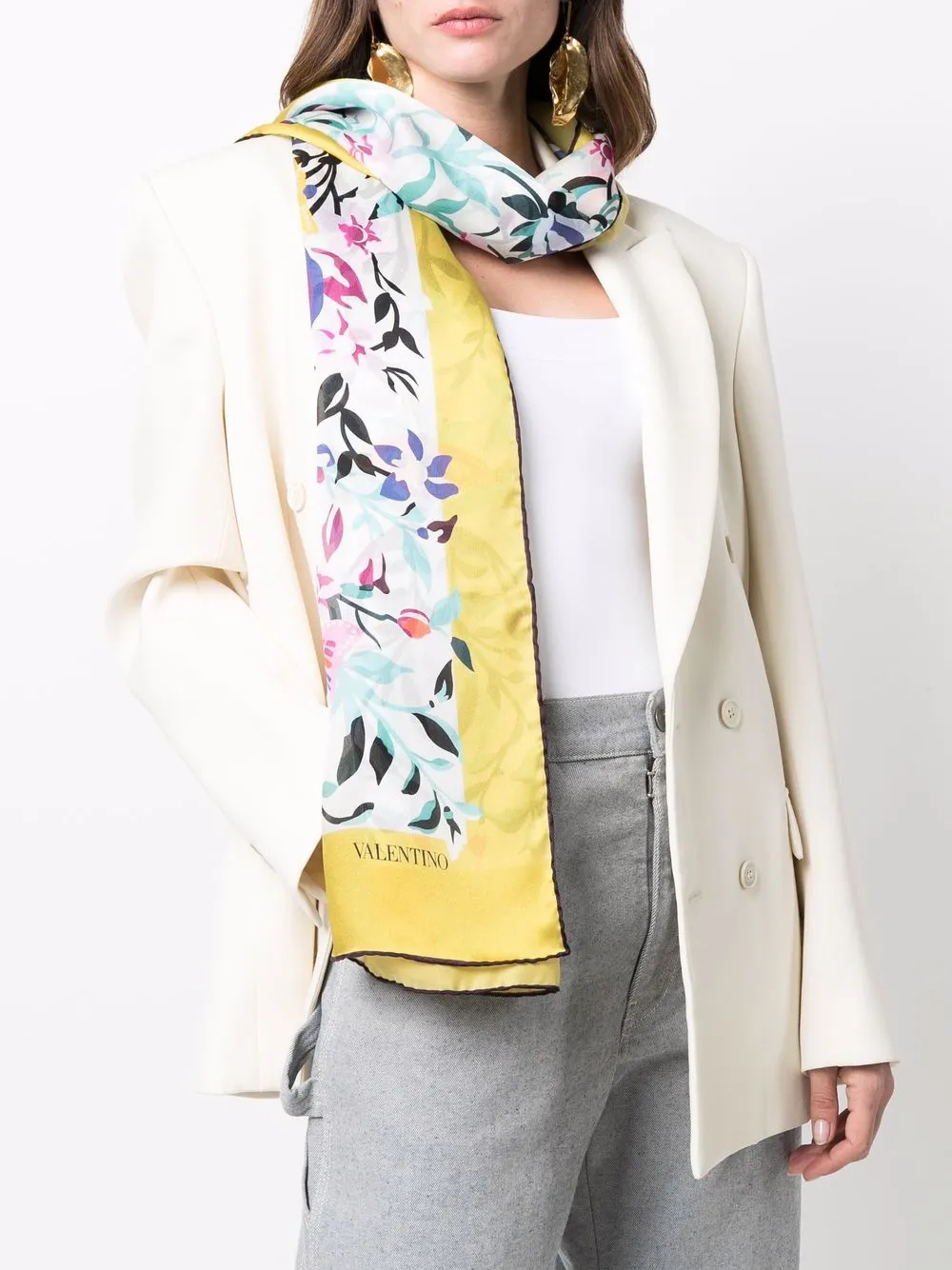 Valentino Garavani Sjaal met bloemenprint - Wit