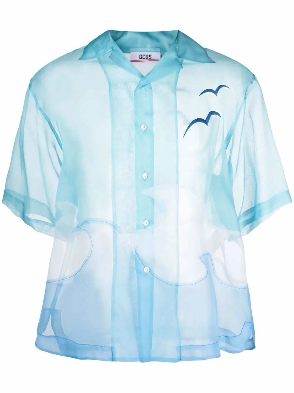 Gcds camisa de seda Landscape - Azul