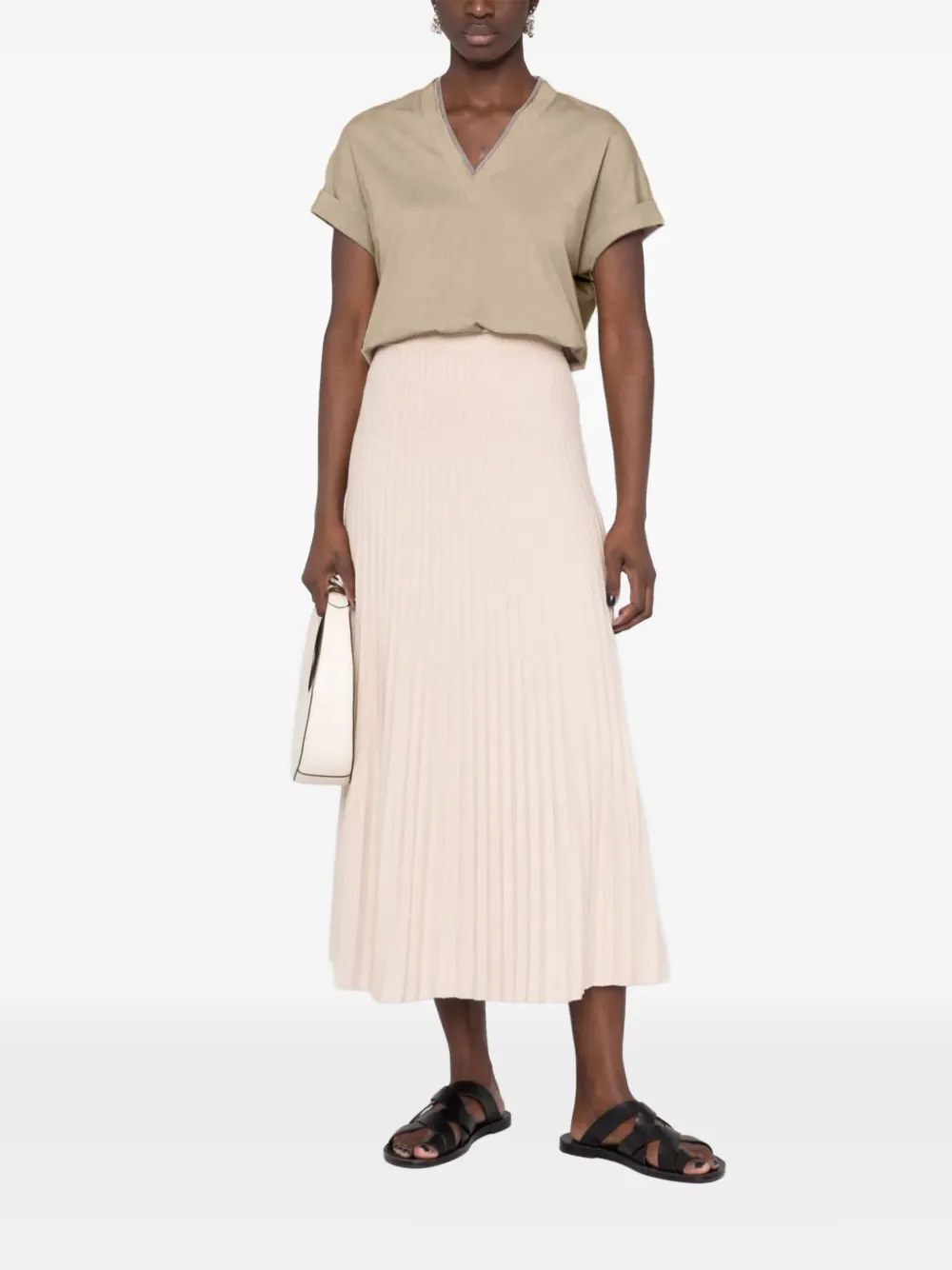  Brunello Cucinelli T Shirt Mit V Ausschnitt   Nude 