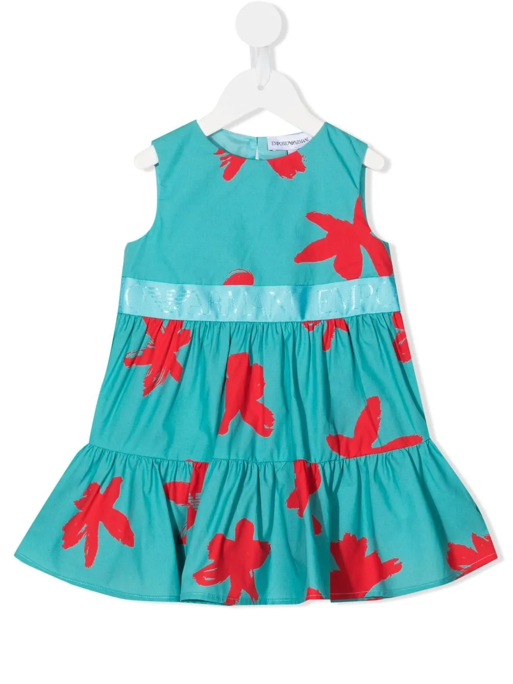 

Emporio Armani Kids floral-print tiered dress - Blue