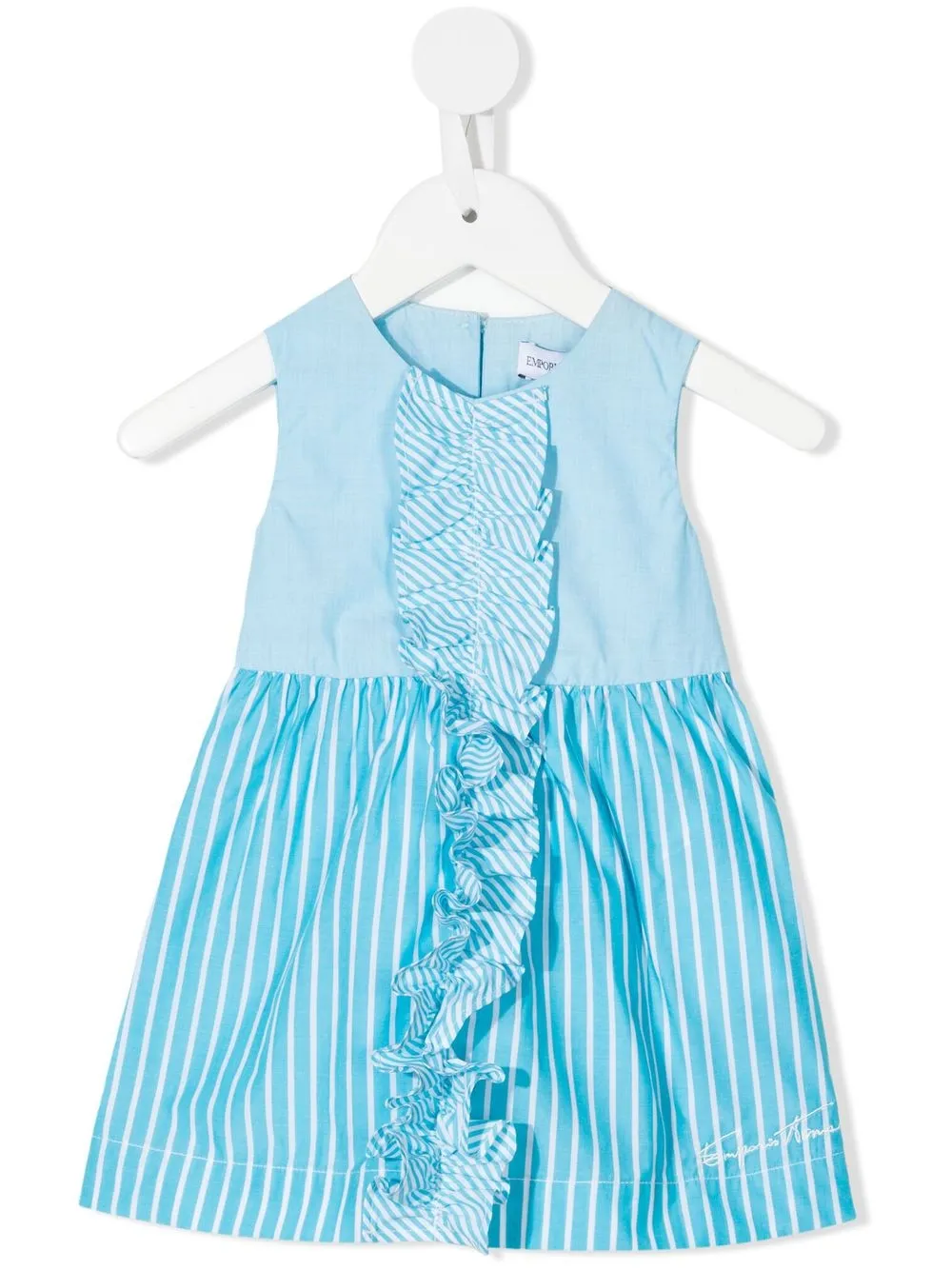 

Emporio Armani Kids vestido a rayas con volantes - Azul