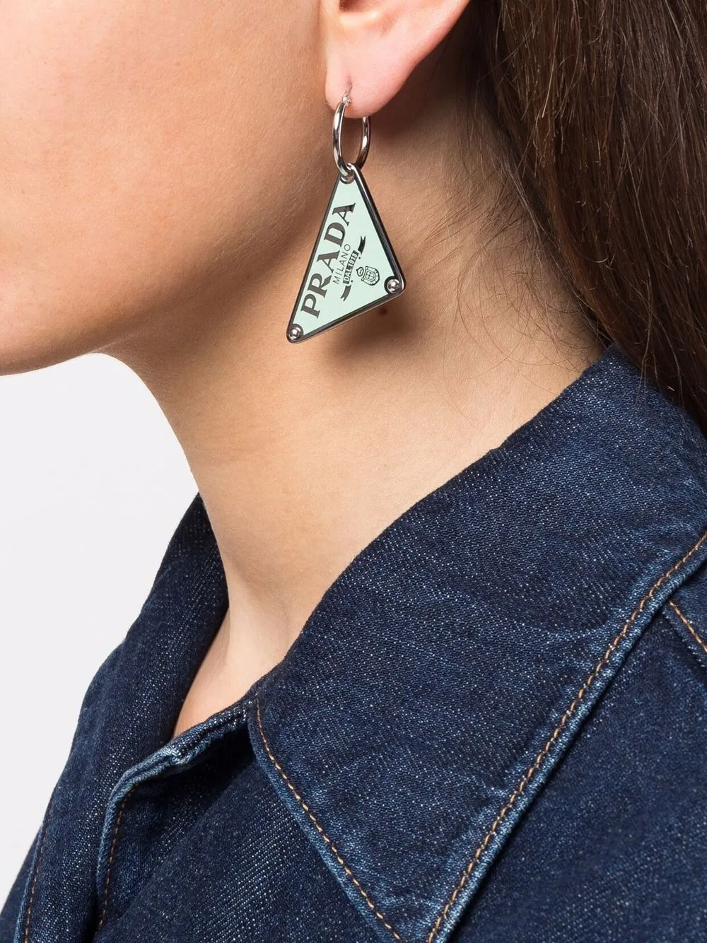 Prada trianglelogo Single Earring Farfetch