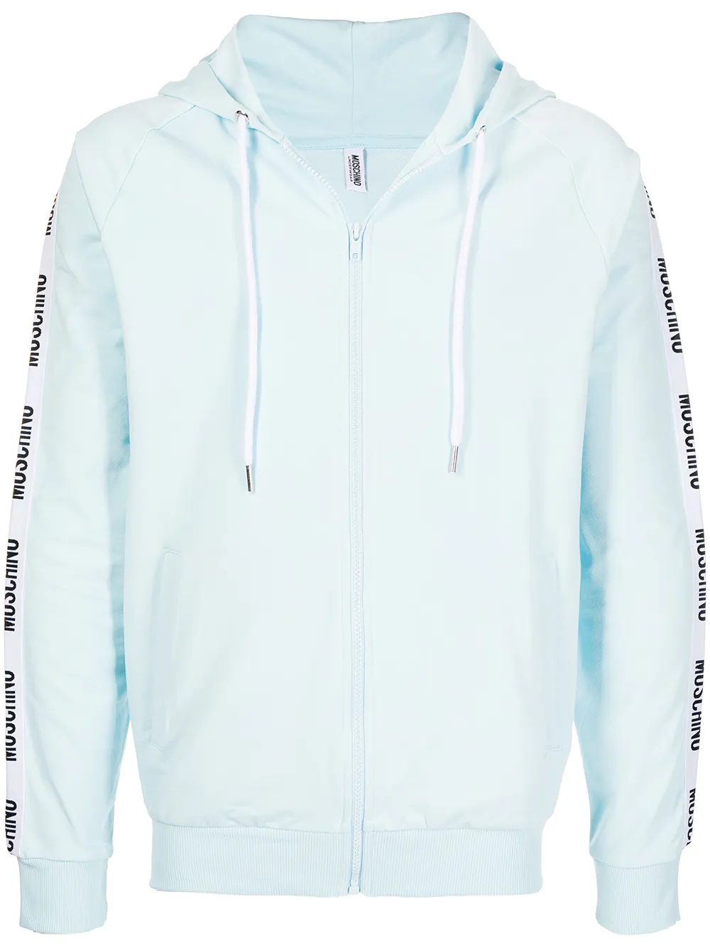 

Moschino logo zipped drawstring hoodie - Blue