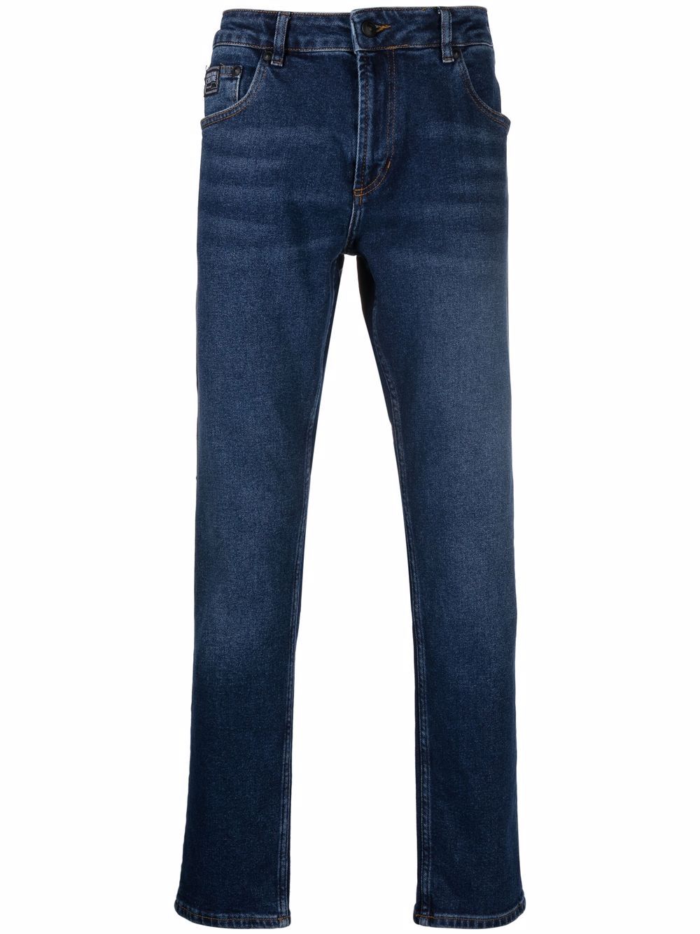 Shop Versace Jeans Couture Straight-leg Cotton-blend Jeans In Blue