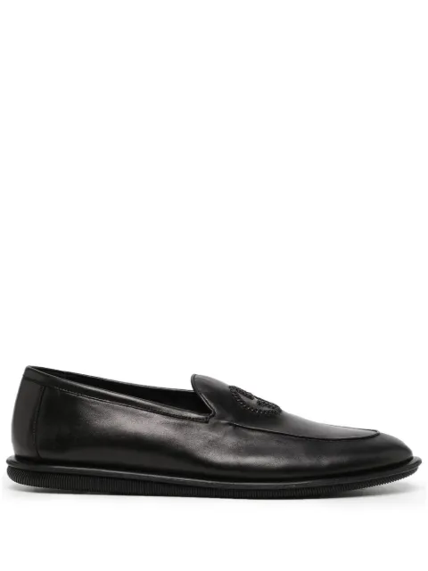Giorgio Armani embroidered-logo leather slippers