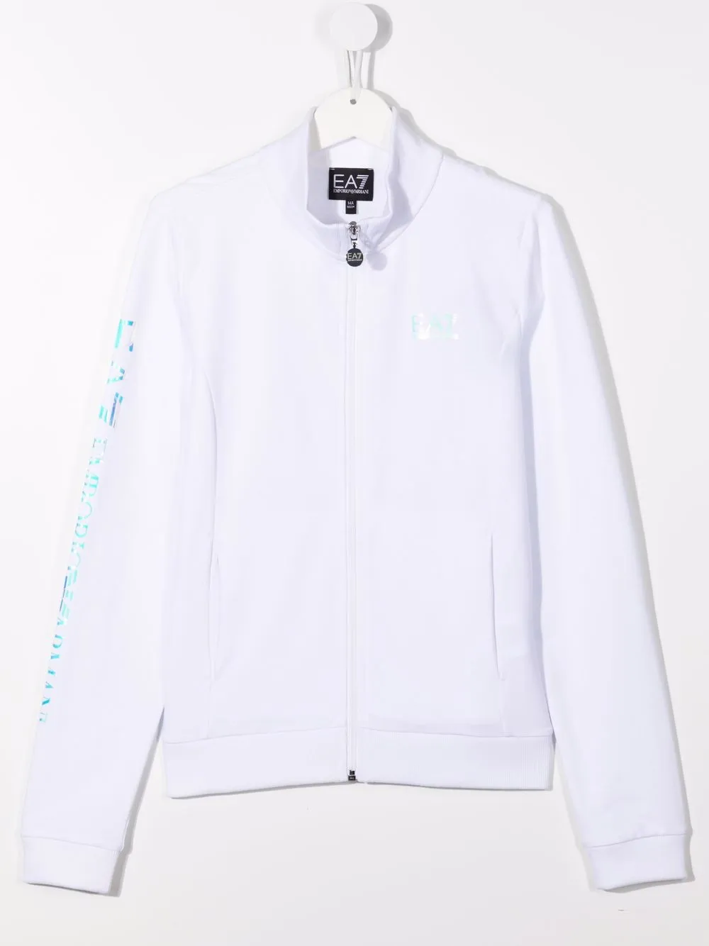 

Ea7 Emporio Armani sudadera con cierre y logo estampado - Blanco