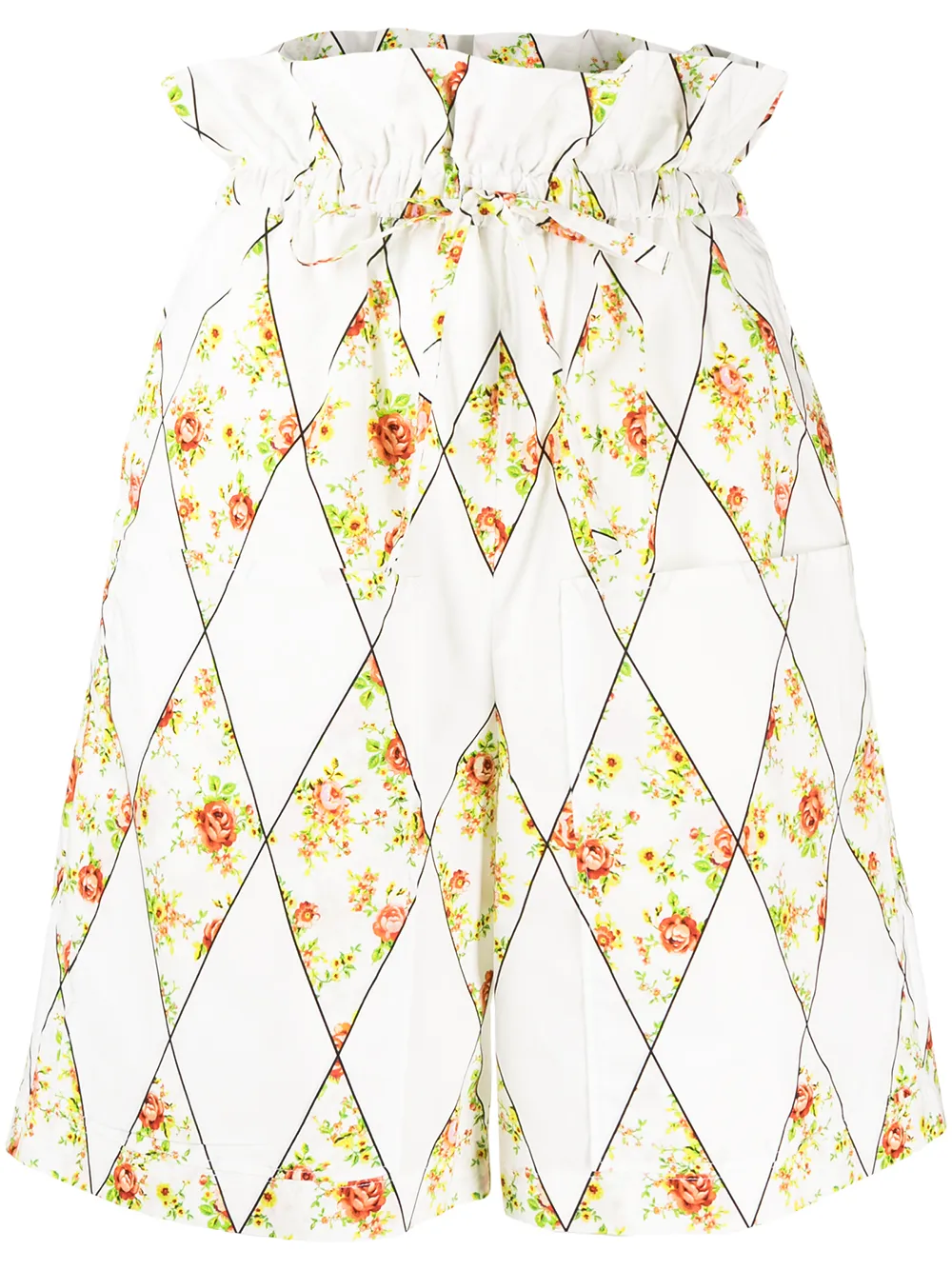 

MSGM floral-print high-waisted shorts - White