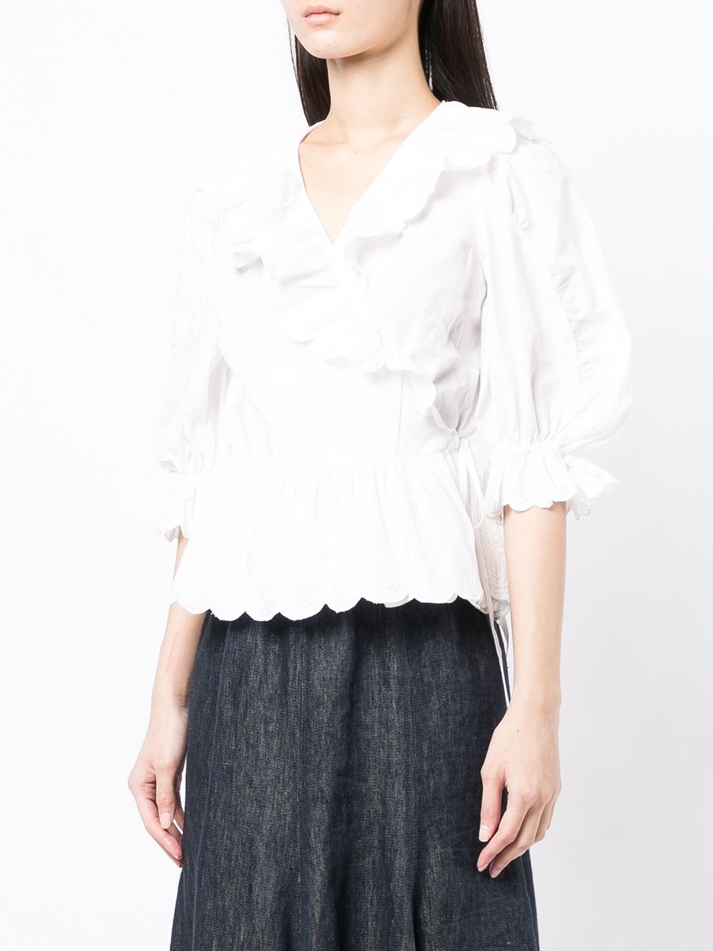 фото Sea ruffled wrap blouse